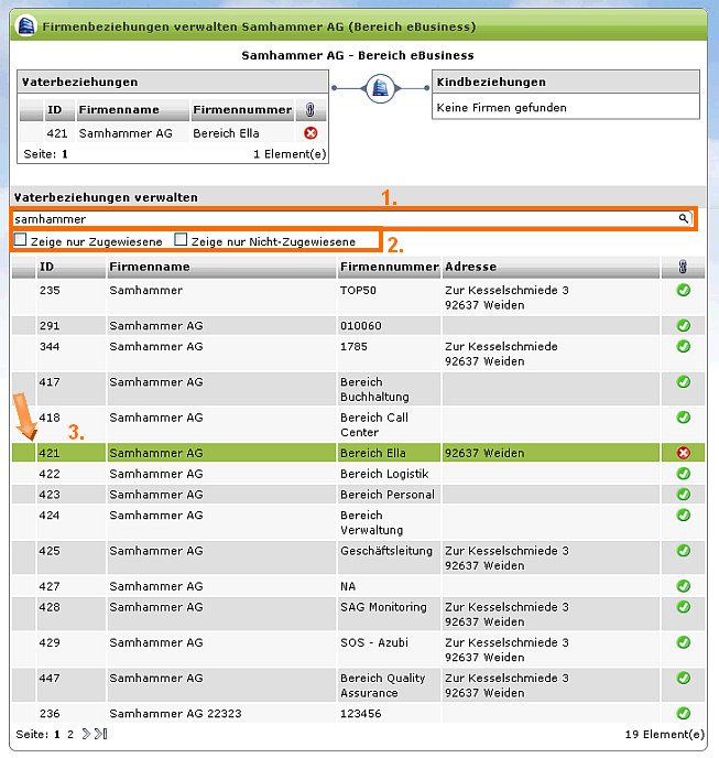 Firmenbeziehung erstellen