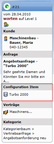 Incident-Detailansicht - Kundeninformationen im Info Panel