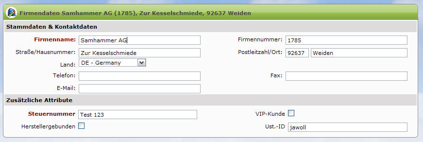 Firma editieren aus Firmencockpit