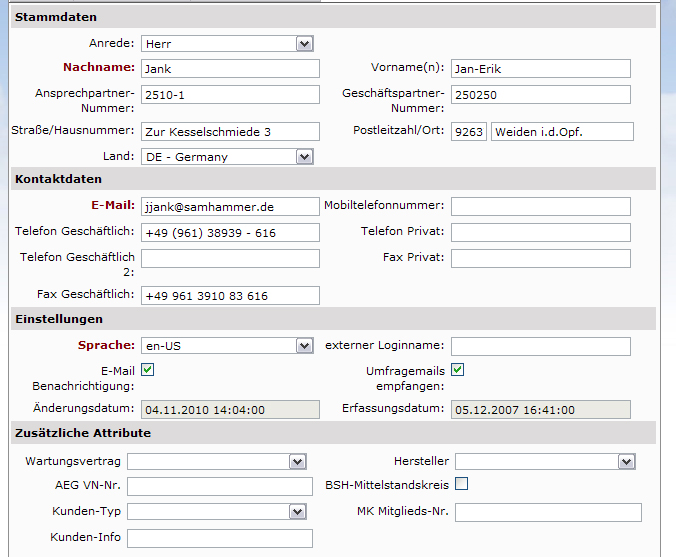 Kunden editieren in einer Anfrage und aus Kundencockpit