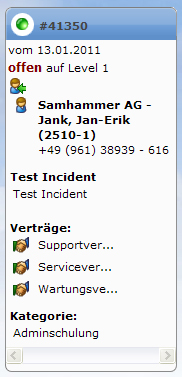 Incident-Detailansicht - Kundeninformationen im Info Panel