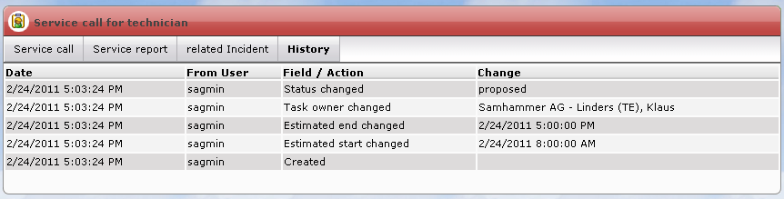 Service Call History