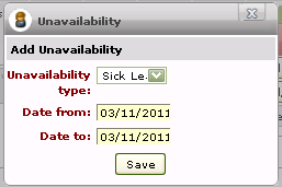 Add unavailability