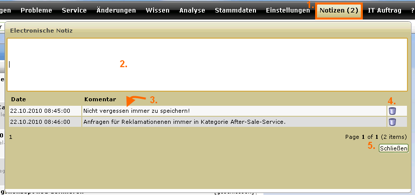 Notizen erstellen & Darstellung