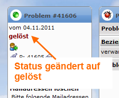 Statusänderung auf gelöst Statusänderung auf gelöst